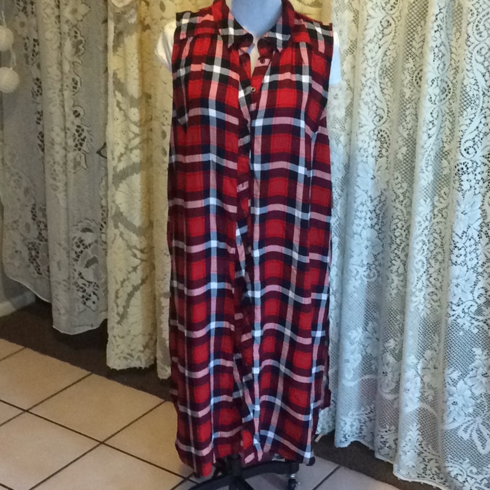 Plaid duster style top